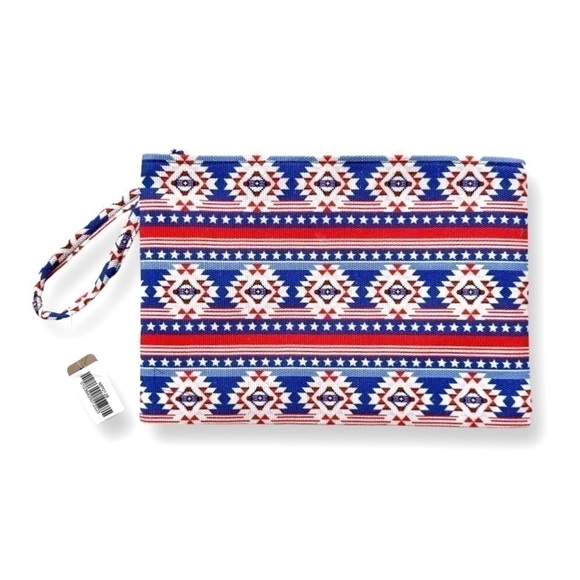 NWT Styline Aztec Print Americana Wristlet Bag Purse Zipper - Picture 2 of 6